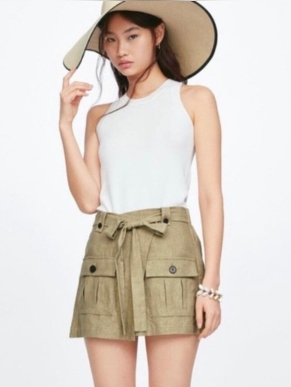 Zara Olive Green Utility Wrap Skort